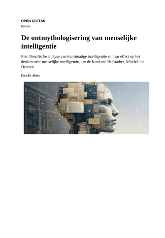 Cover of De ontmythologisering van menselijke intelligentie by Dick H. Ahles.