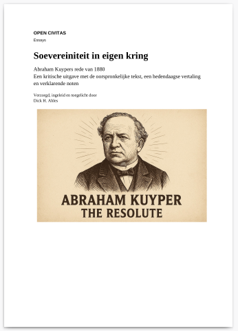Cover of the Open Civitas critical edition of Abraham Kuyper’s Souvereiniteit in Eigen Kring.